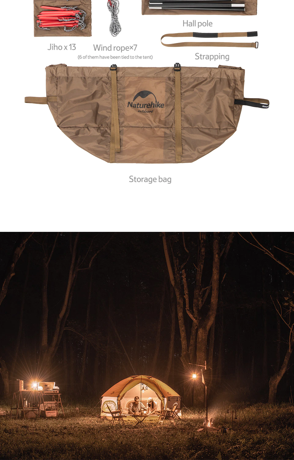 Cheap Goat Tents  Hexagonal Outdoor Tent One piece Bracket One Door Three Windows 3 4 Persons Outdoor Camping Waterproof Tent NH21ZP001   
